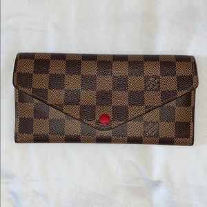 Louis Vuitton Damier Ebene Emilie Wallet Red